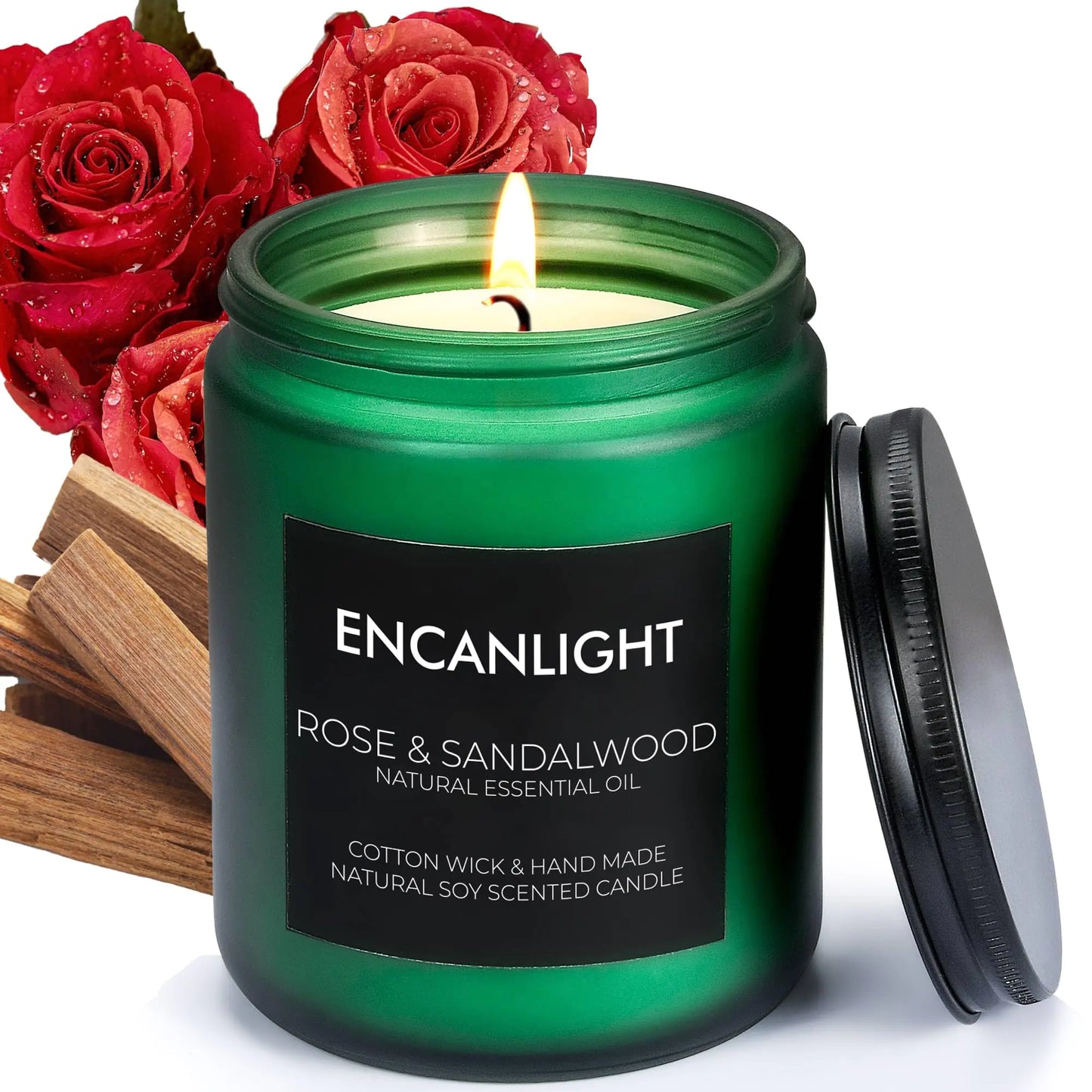 Rose & Sandalwood Scented Aromatherapy Candle – 13.6oz