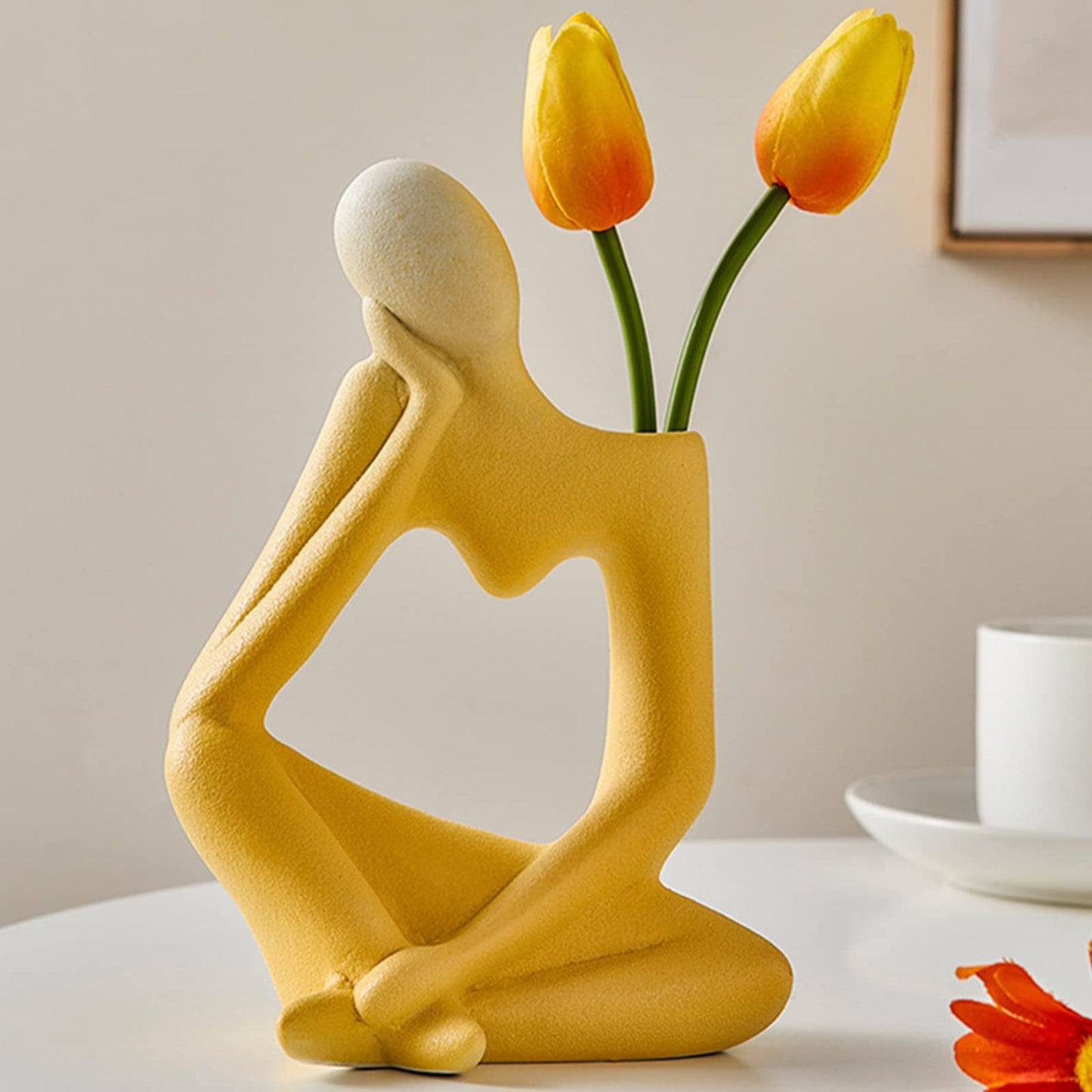 The Quiet Thinker — Red Ceramic Vase