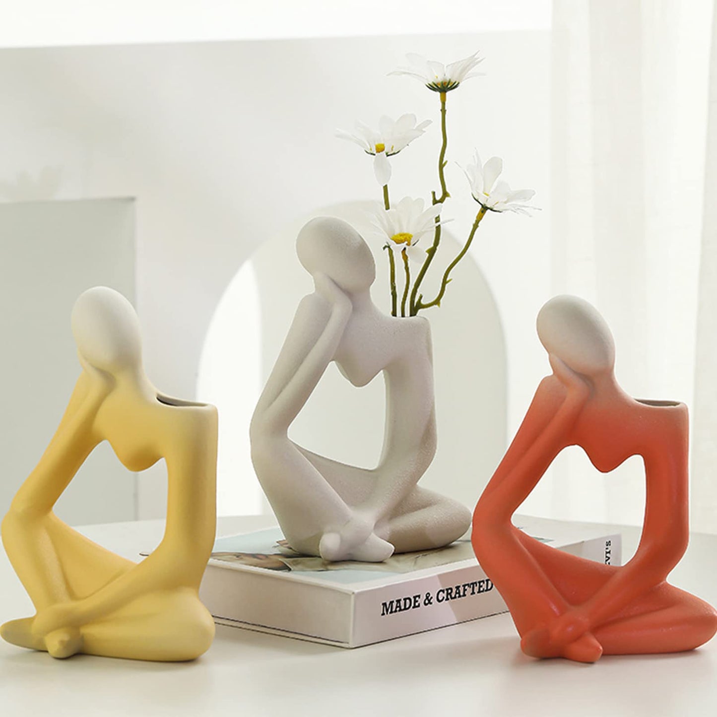 The Quiet Thinker — Red Ceramic Vase