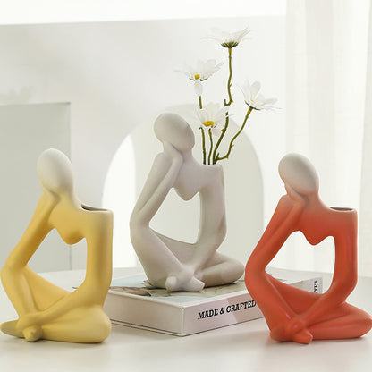The Quiet Thinker — Red Ceramic Vase